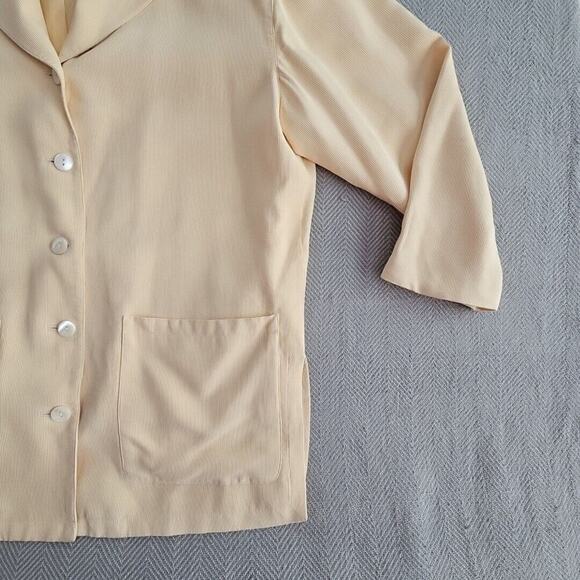Talbots 100% Silk Rich Elegant Creamy Yellow Blazer Jacket 10W Lined Long Sleeve - Picture 10 of 16